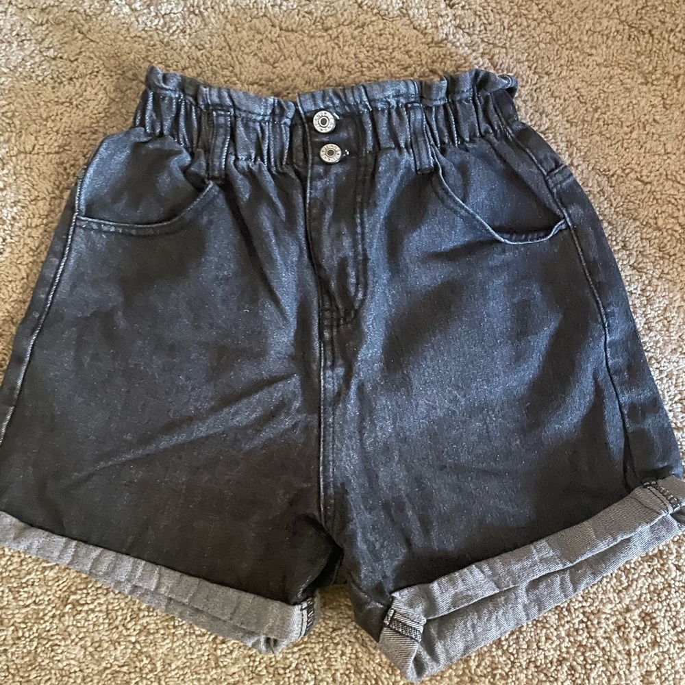 URBAN Black Paper Bag High Rise Denim Shorts